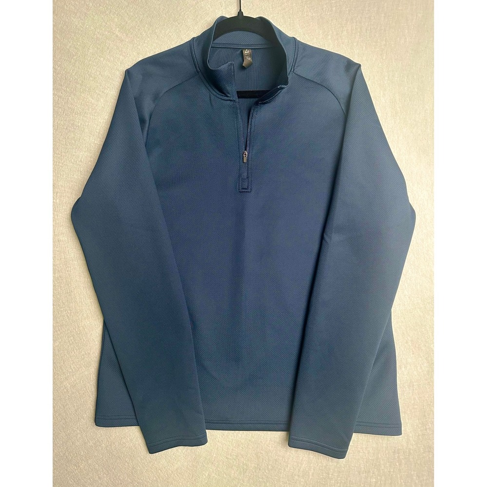 Z by Zella Mens Navy Blue Quarter Zip Pullover Thumbhole Activewear Top Large